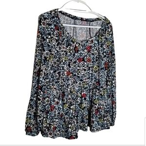 Lane Bryant Top Women's 14/16 Babydoll Black Pink Blue Yellow White Long Sleeve